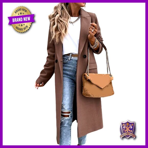 Jackets & Blazers - Long Wool Peacoat Classic Notch Lapel Dressy Fall Winter Coat Jacket